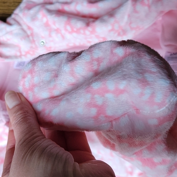 Carter's Girl Baby Pink Sz.6mo Zipped Warm Fuzzy Bunny Easter Outwear Jumpsuit - Picture 10 of 12